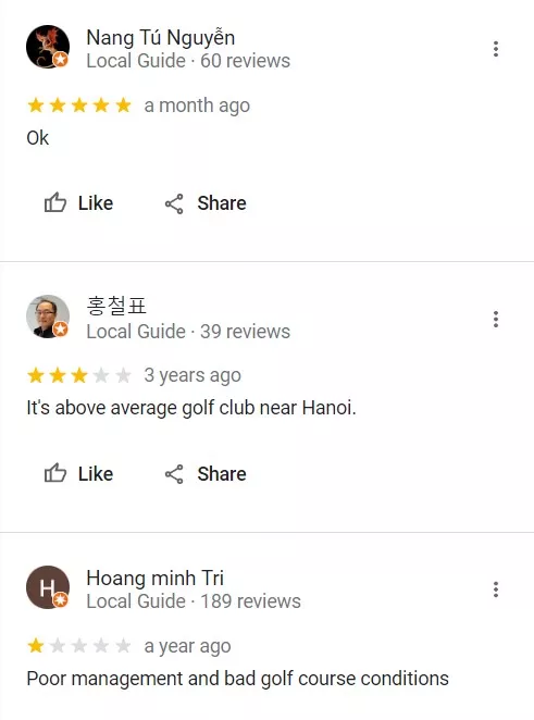 Review thực tế về sân golf