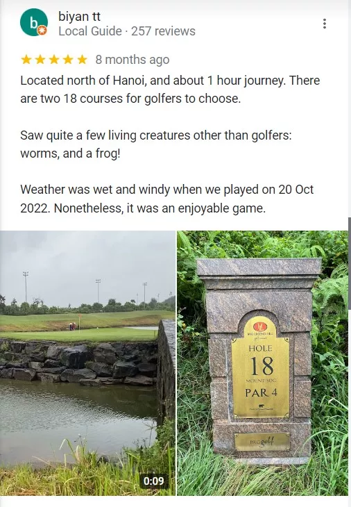Review sân golf Sóc Sơn thực tế