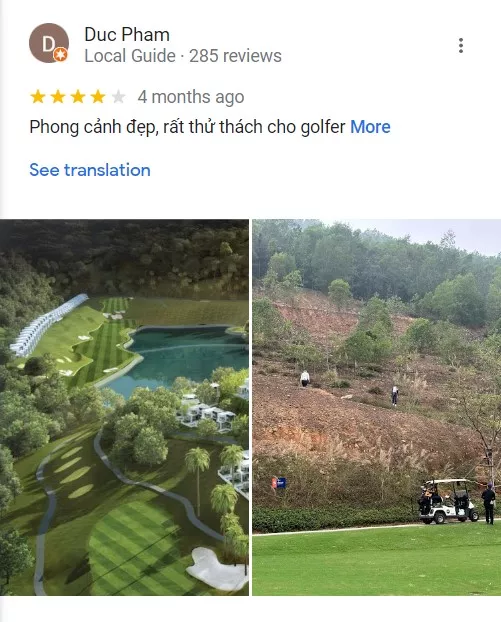 Review từ khách hàng tại sân golf Yên Dũng