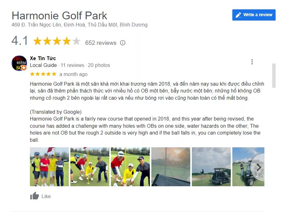 Đánh giá sân Harmonie Golf Park