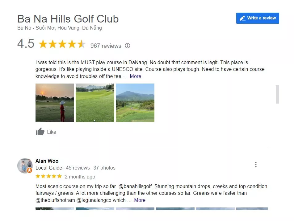 Đánh giá sân golf Bà Nà Hills Golf Club