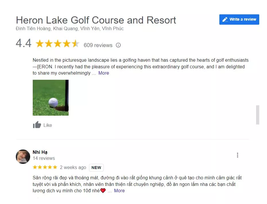Đánh giá sân golf Heron Lake Golf Course Resort 