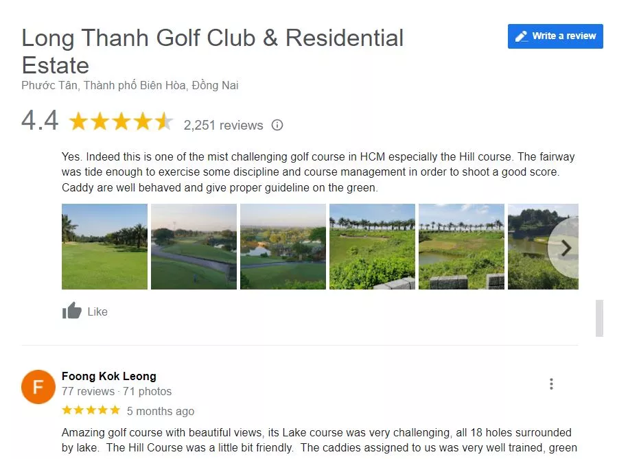 đánh giá Long Thành Golf Resort 