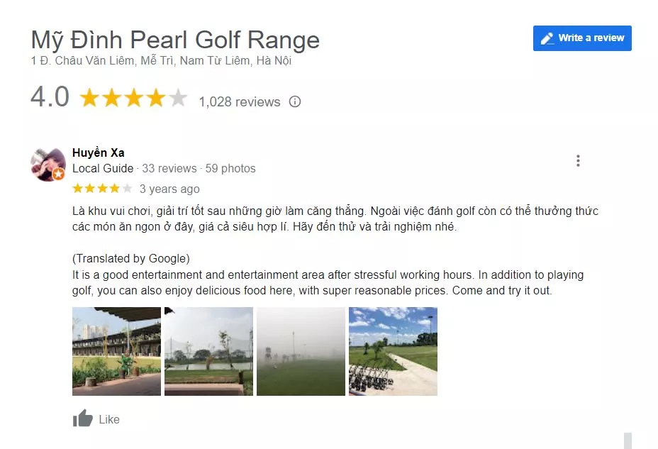 Đánh giá sân tập golf Mỹ Đình Pearl