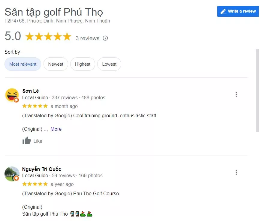 Đánh giá sân golf Ninh Thuận Phú Thọ