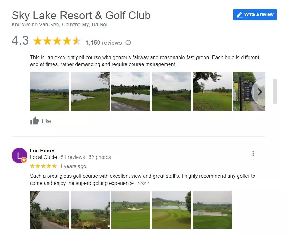 Đánh giá sân golf Sky Lake Golf Resort