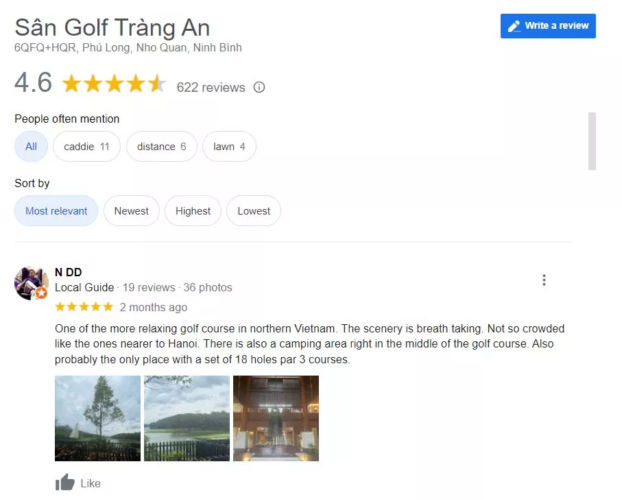 Đánh giá sân golf Tràng An Ninh Bình