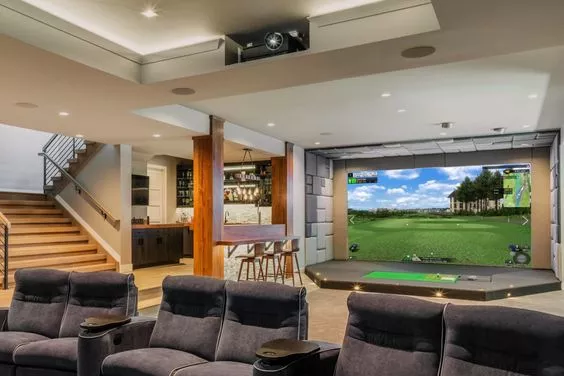 thiết kế phòng golf 3d đẹp ở phòng khách